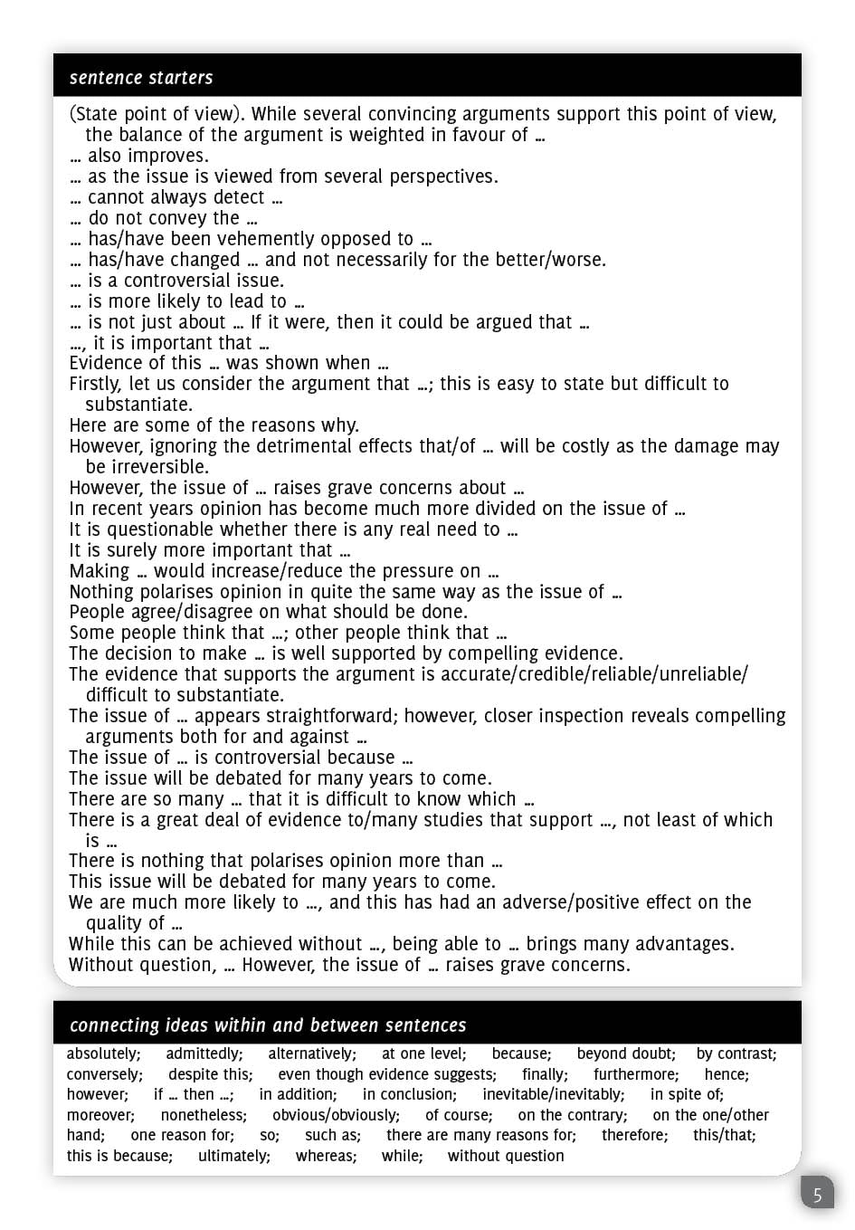 An example page from "How to write what you want to say... in the secondary years" by Patricia Hipwell.